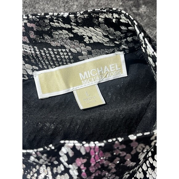 Michael Kors Python Print Shine Top Blouse Size Large City Holiday Career - Picture 4 of 10